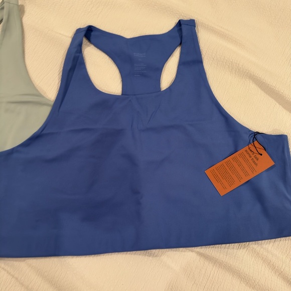Girlfriend Collective Paloma Racerback Sports Bra Set in Brown and Blue - Picture 4 of 8